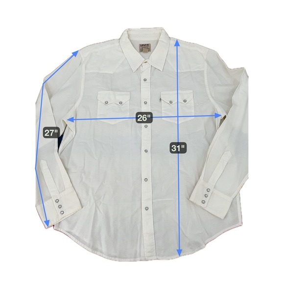 Levi's Authentic Jeanswear Pearl Snap Western Shirt XL Off-White Cowboy Rodeo - Picture 4 of 8